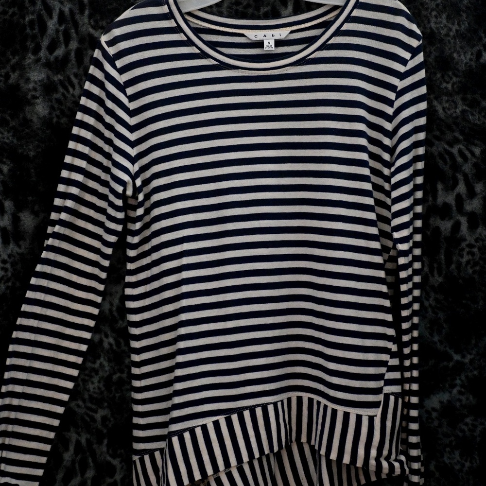 CAbi Navy & White Striped Top